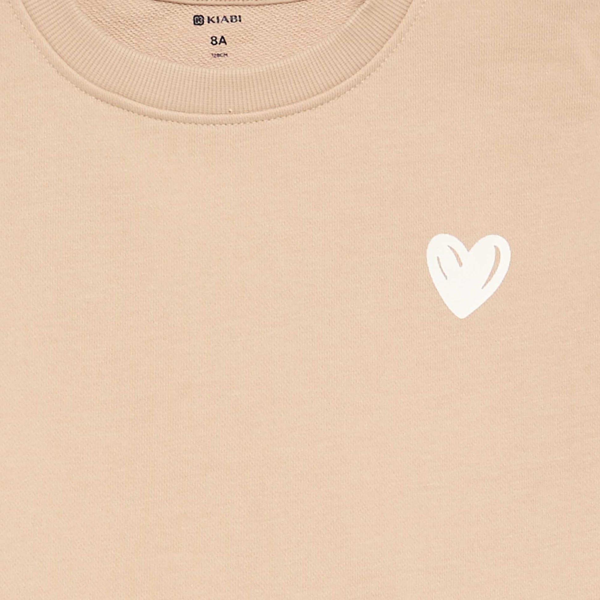 Sweat en molleton avec imprimé poitrine BEIGE