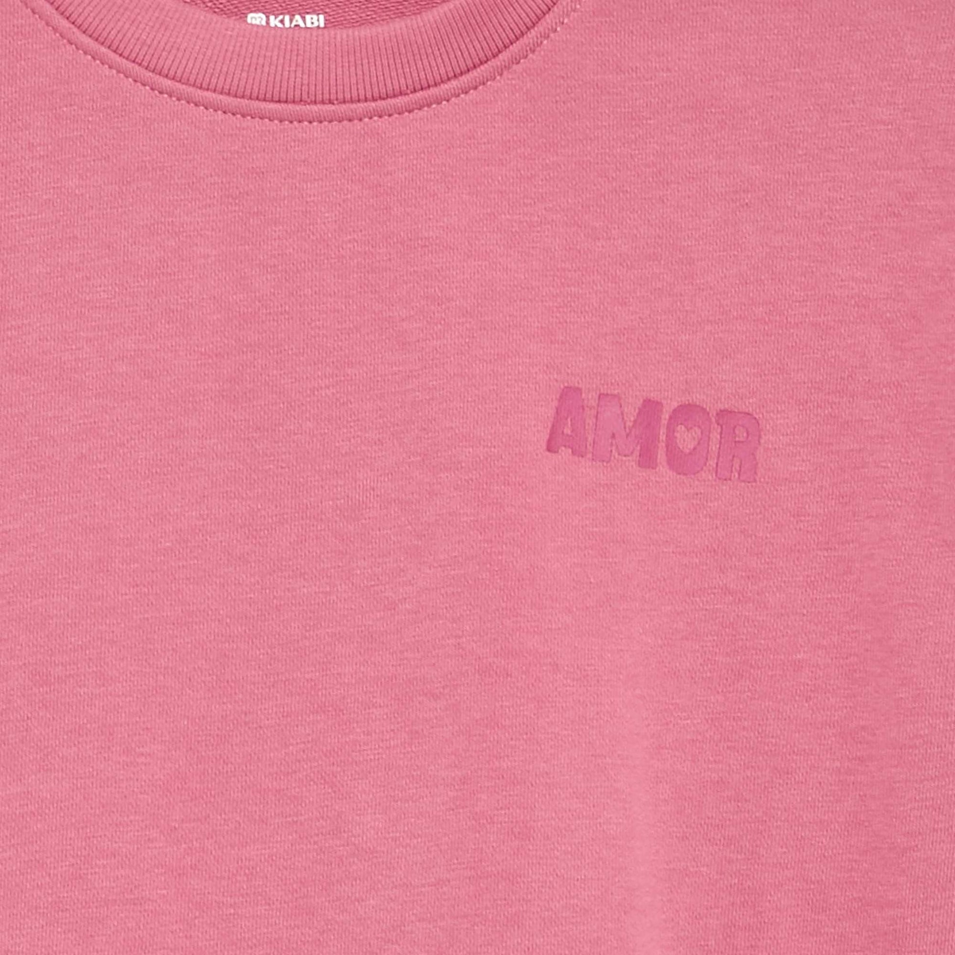 Sweat en molleton avec imprimé poitrine ROSE