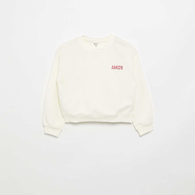 Sweat en molleton avec imprimé poitrine BLANC