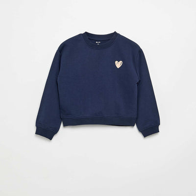 Sweat en molleton avec imprimé poitrine BLEU