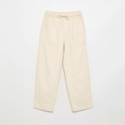 Pantalon en twill avec cordons de serrage BLANC