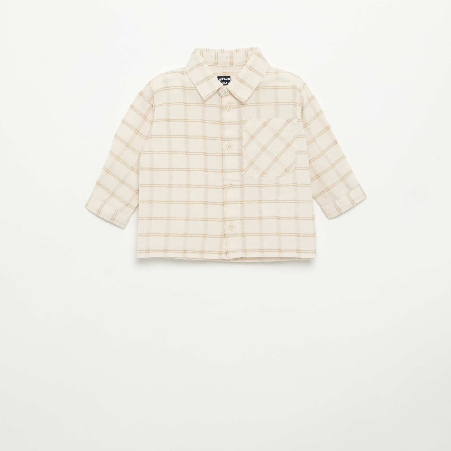 Chemise rayée à manches longues BEIGE