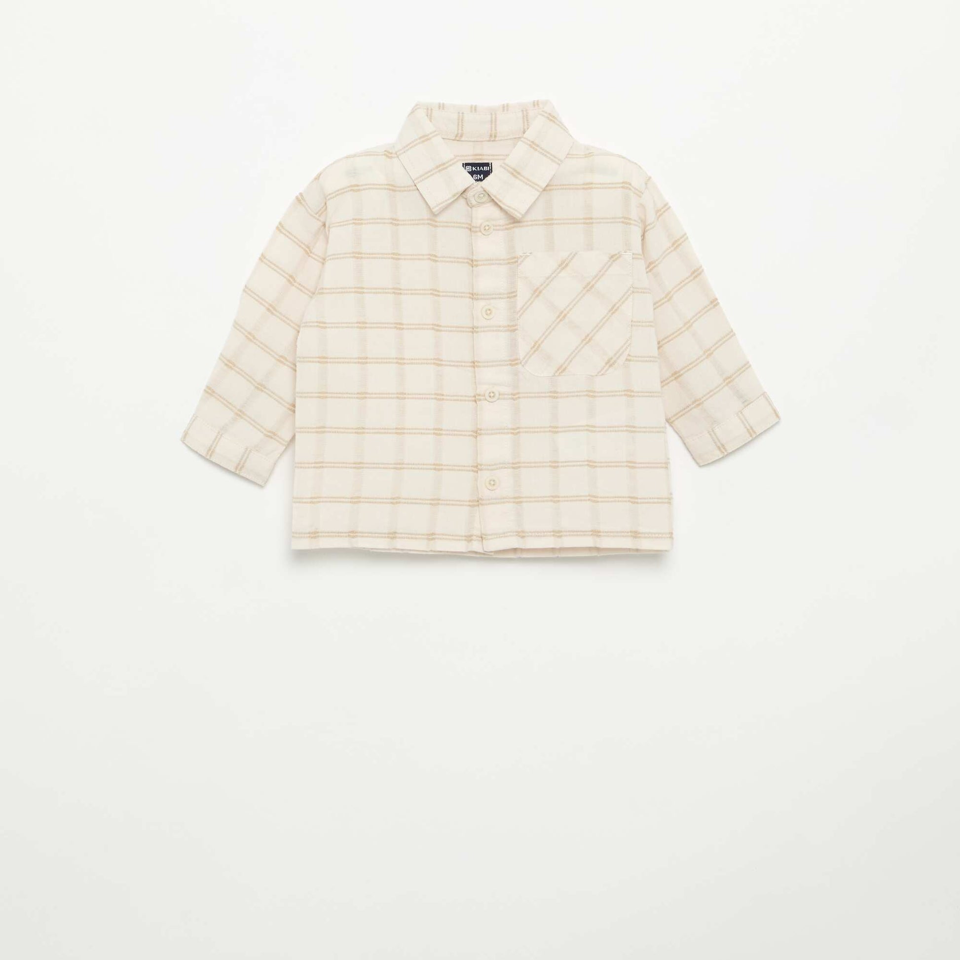 Chemise rayée à manches longues BEIGE