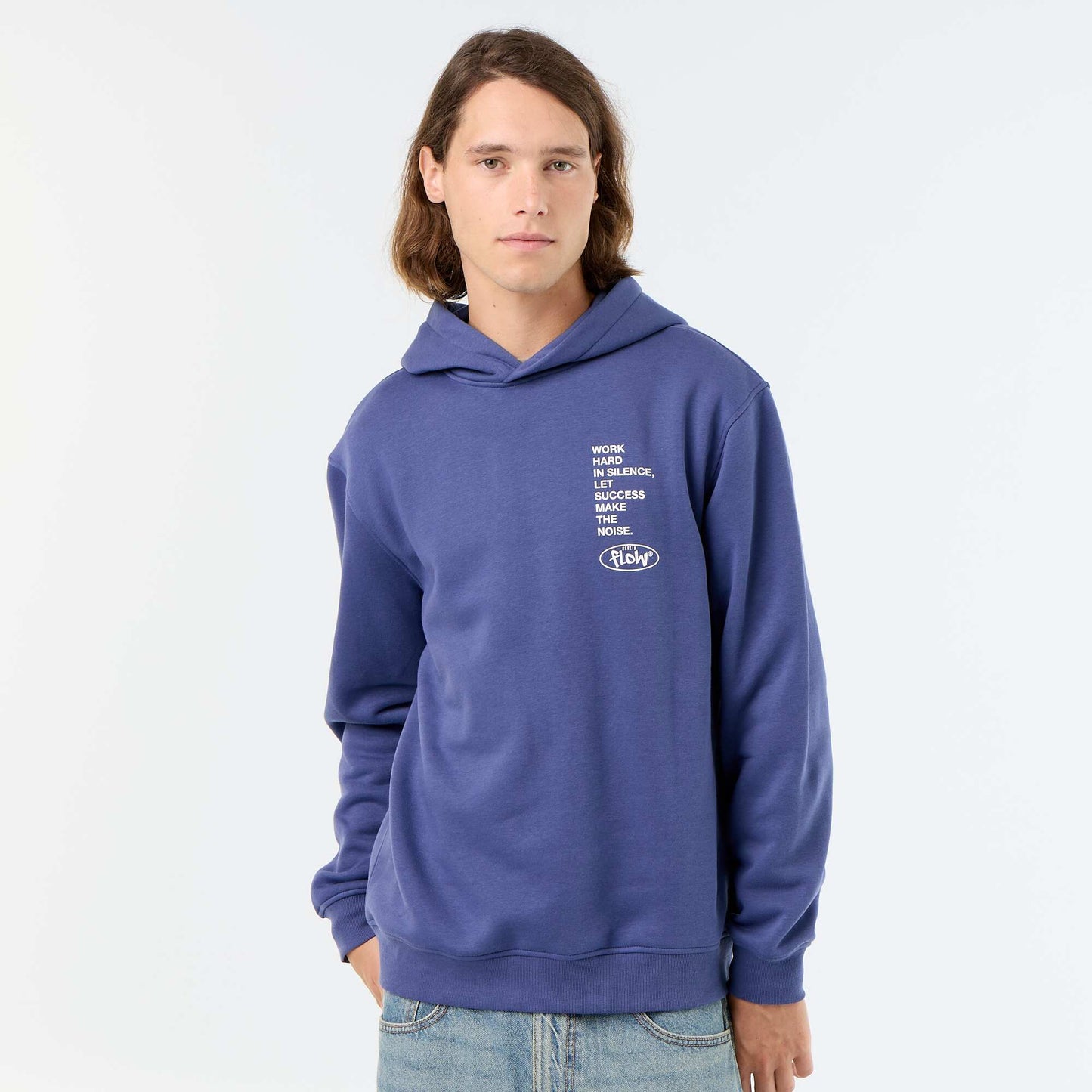 Sweat en molleton à capuche imprimé BLEU