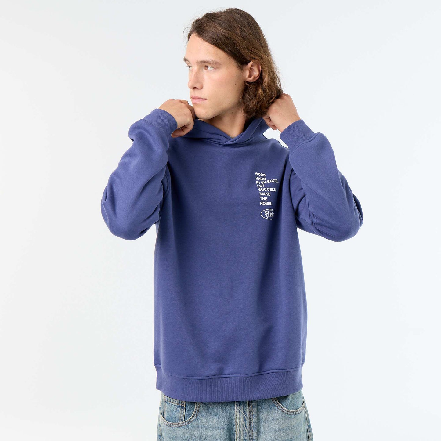 Sweat en molleton à capuche imprimé BLEU