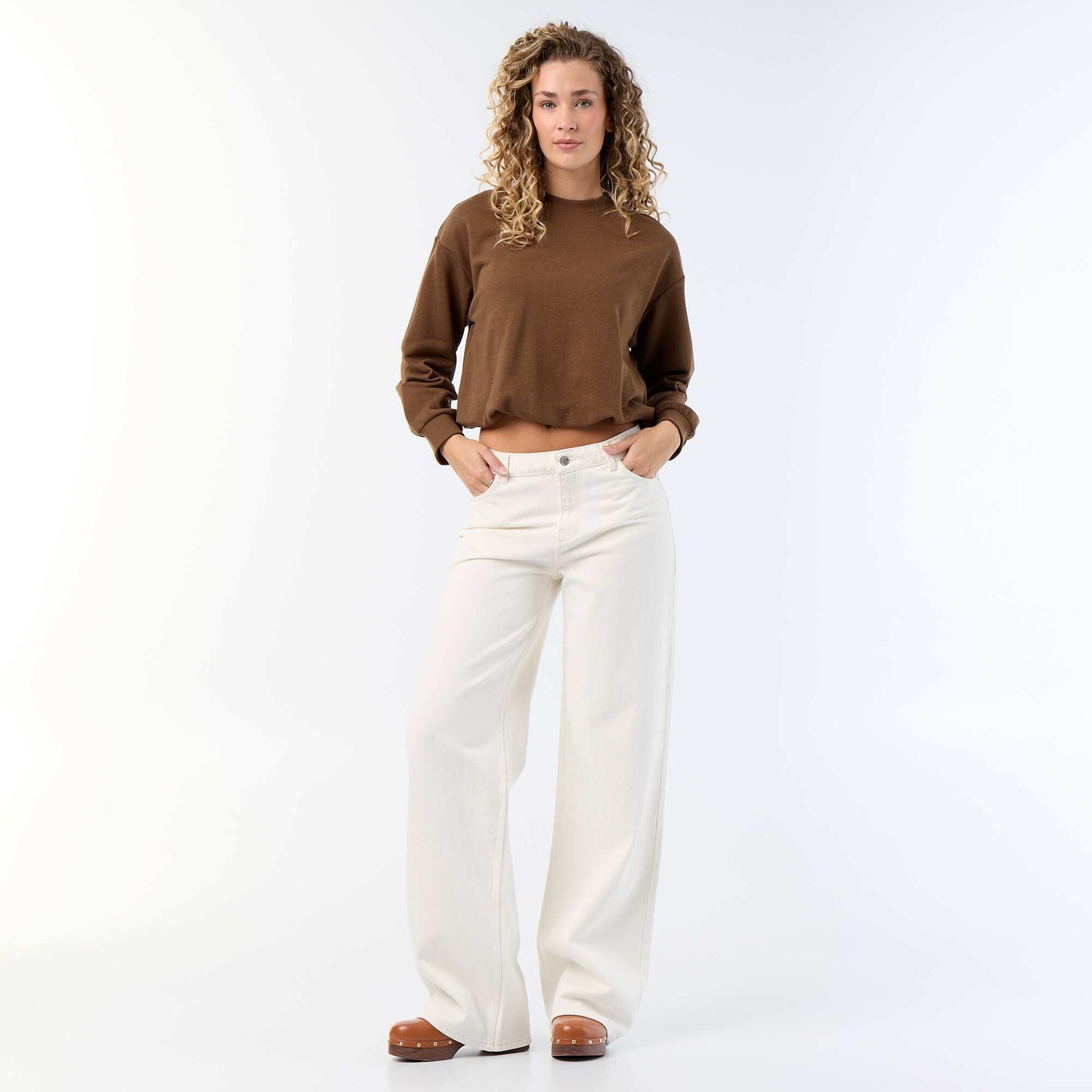 Sweat boule en french terry MARRON