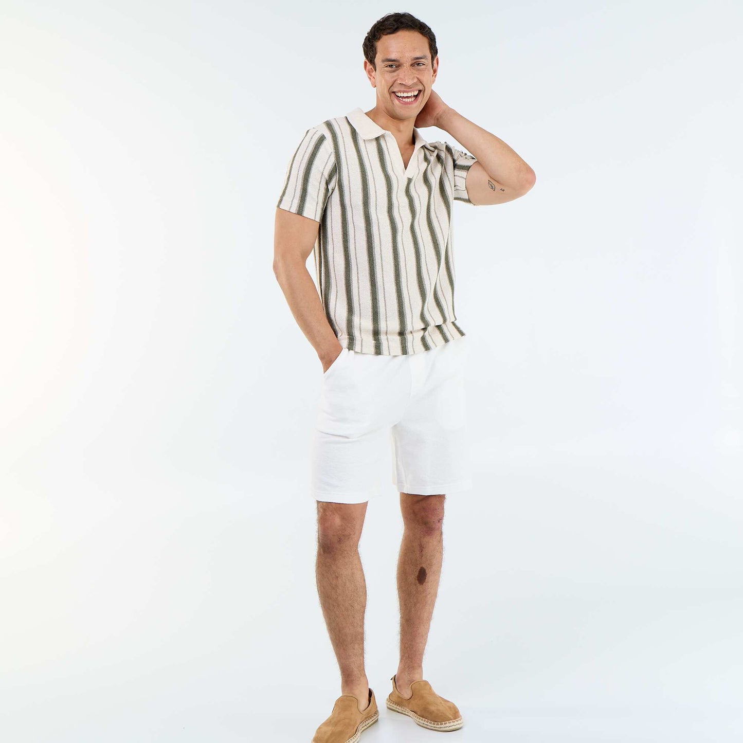 Polo à manches courtes en maille tricot KAKI