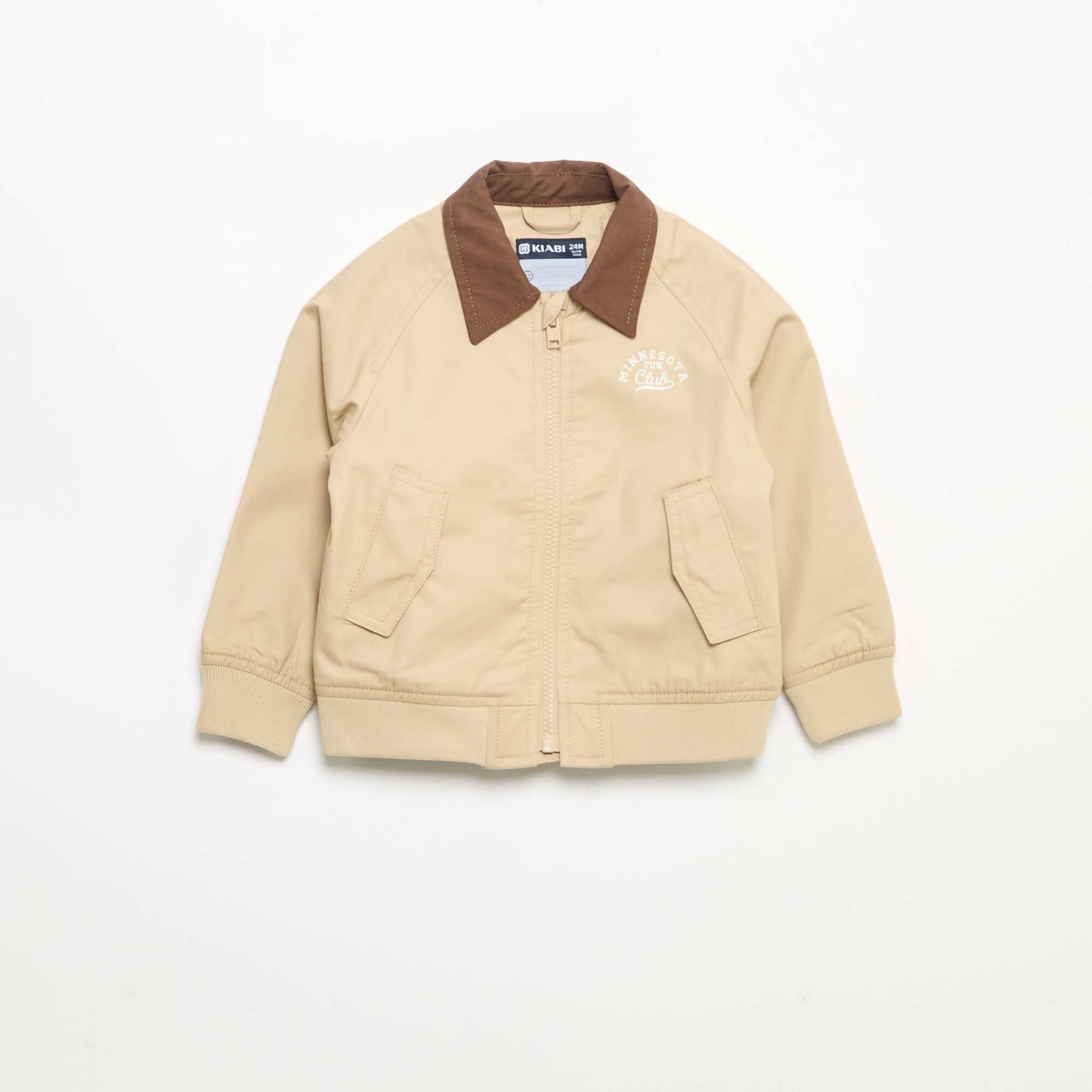 Blouson zippée avec col contrastant BEIGE