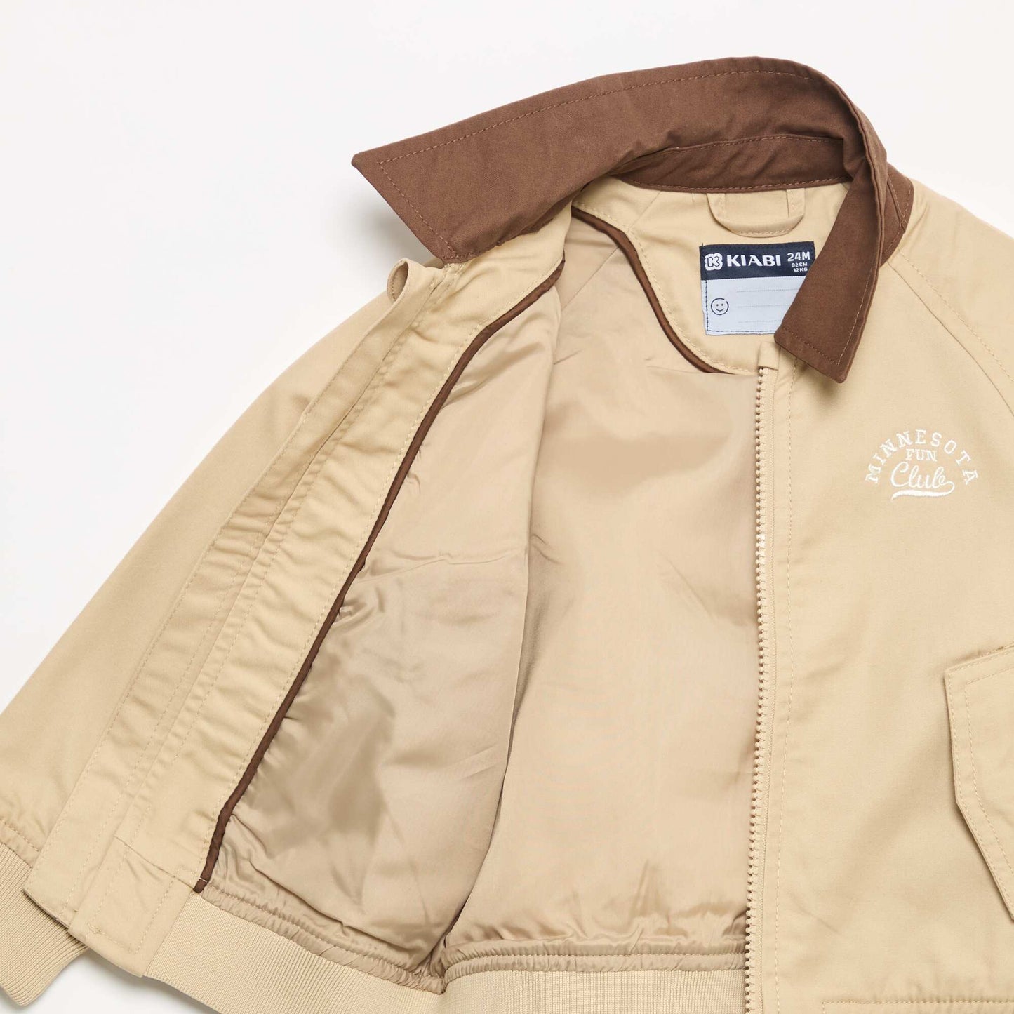Blouson zippée avec col contrastant BEIGE