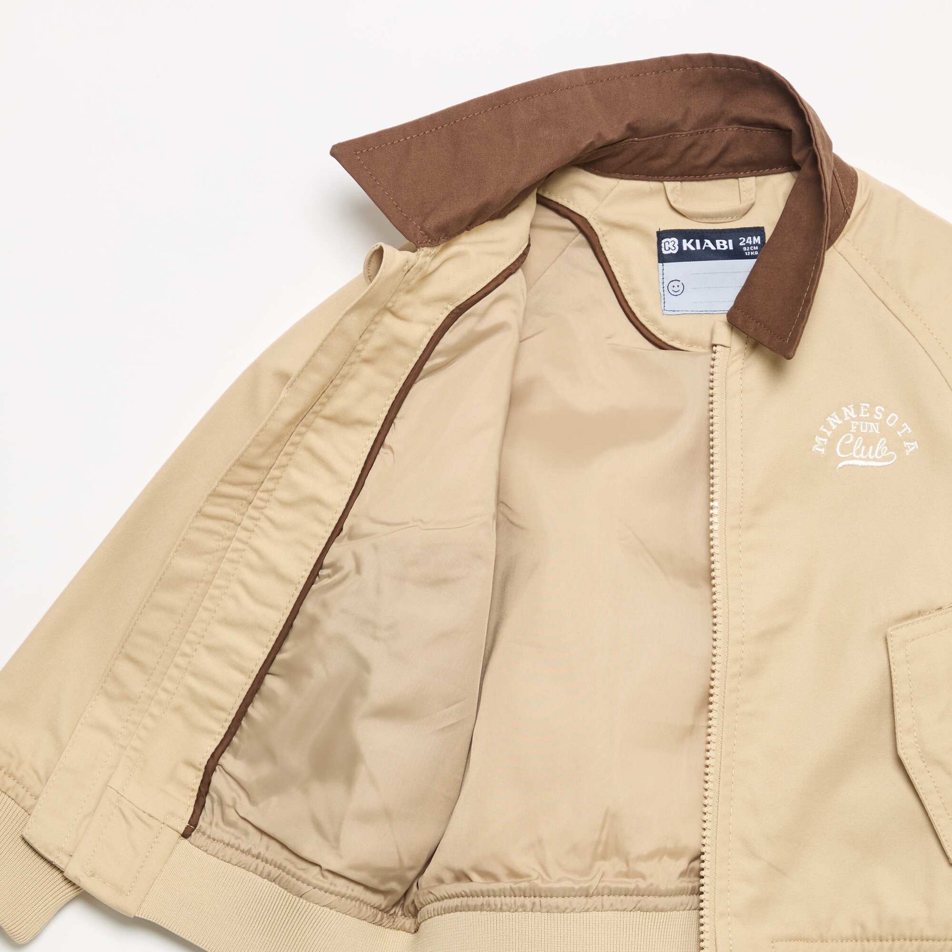 Blouson zippée avec col contrastant BEIGE