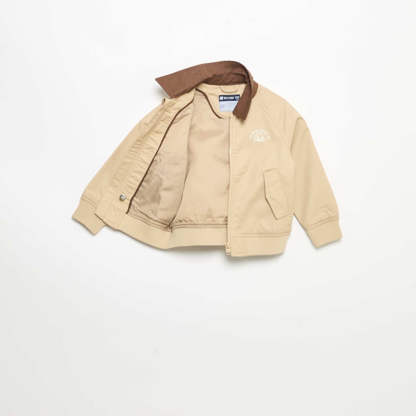 Blouson zippée avec col contrastant BEIGE
