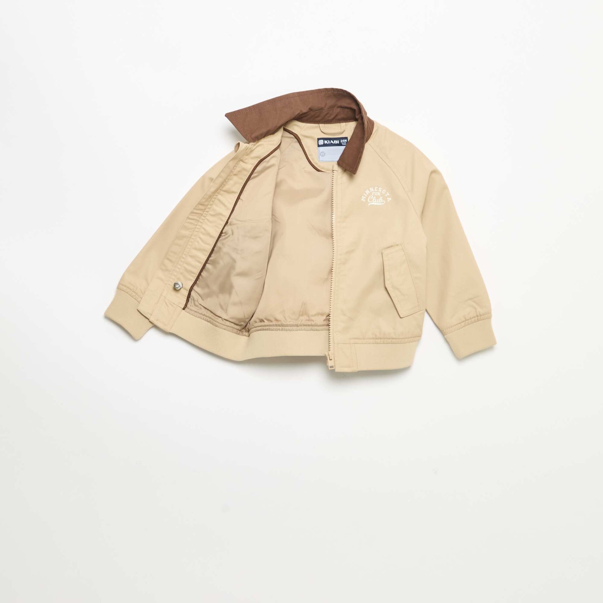 Blouson zippée avec col contrastant BEIGE
