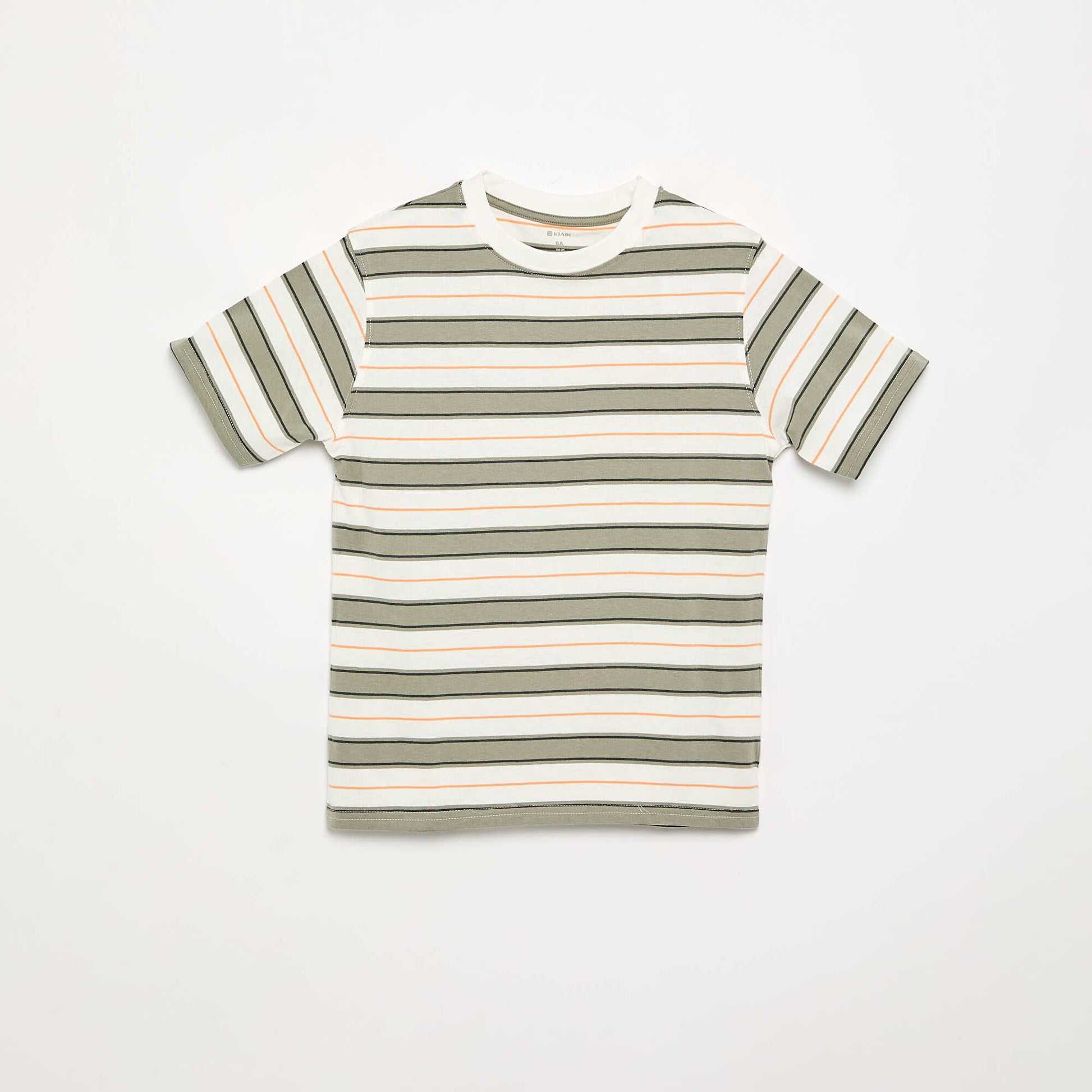 T-shirt rayé à manches courtes BLANC