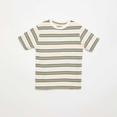 T-shirt rayé à manches courtes BLANC