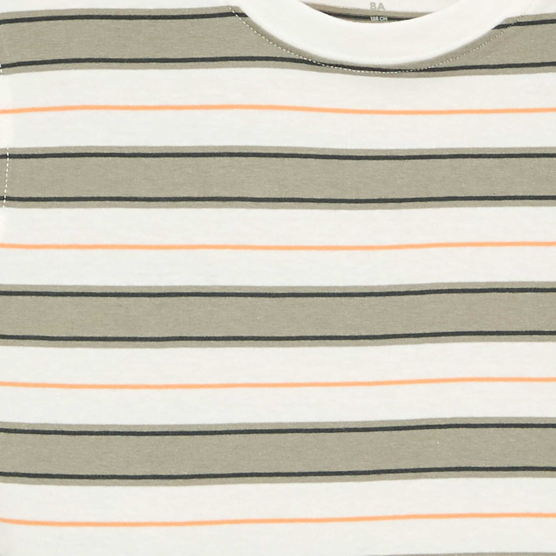 T-shirt rayé à manches courtes BLANC