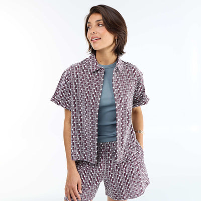 Chemise à manches courtes avec broderies ROSE