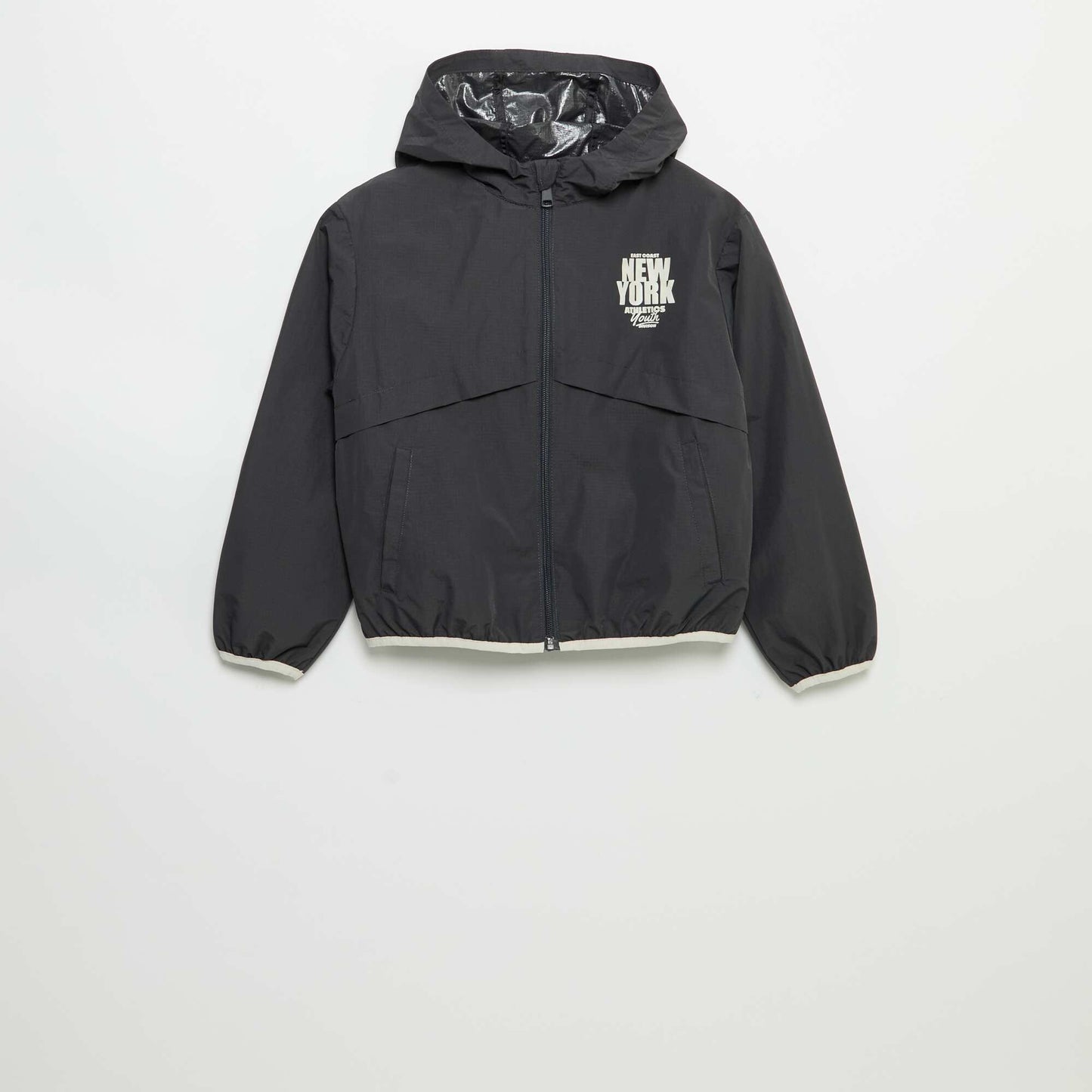 Blouson coupe-vent à capuche NOIR