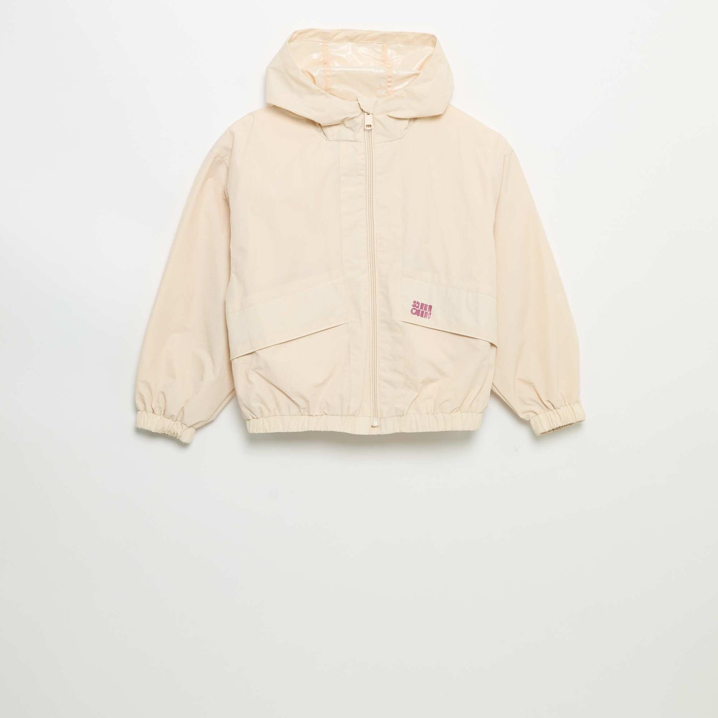 Blouson coupe-vent à capuche BEIGE