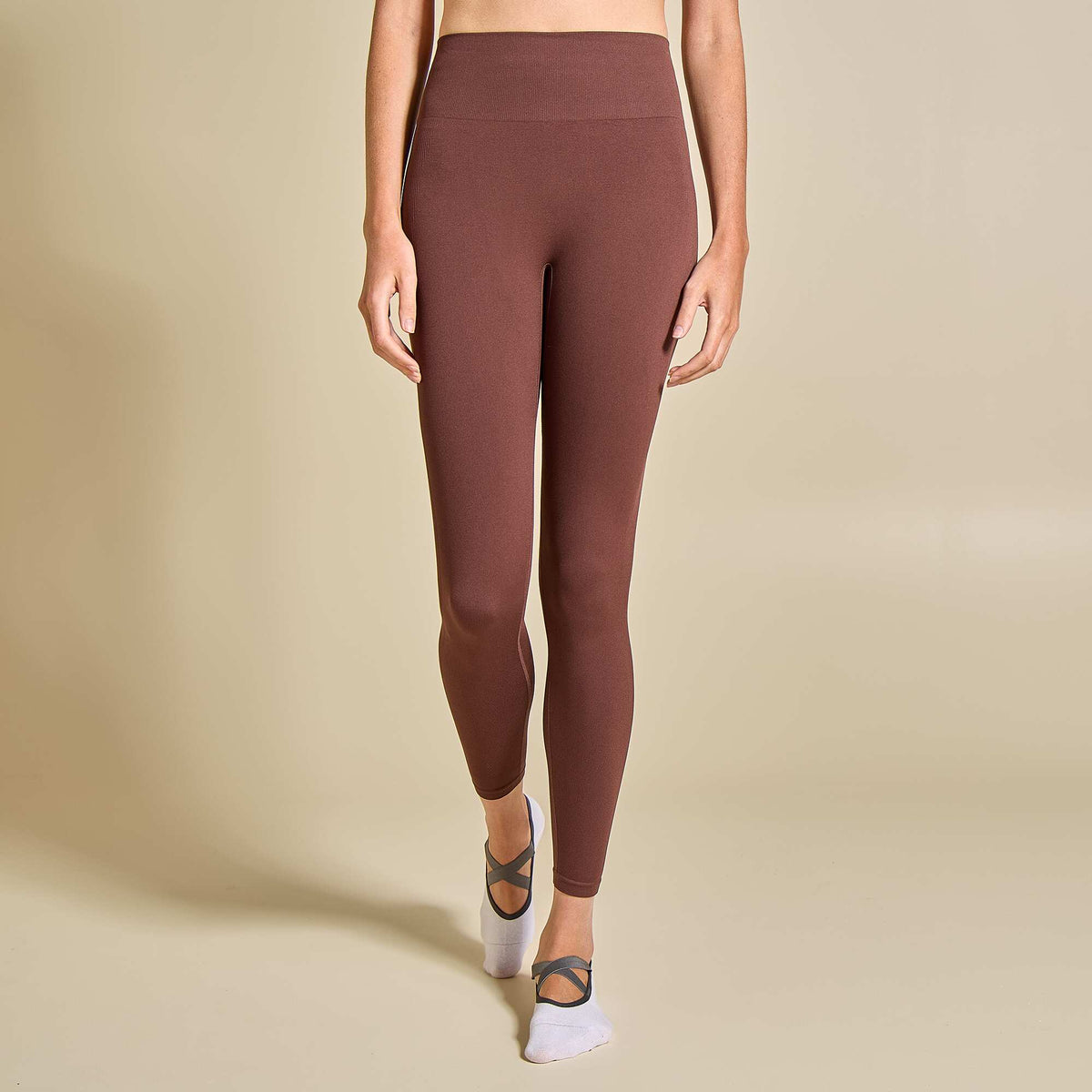 Legging de sport en rib MARRON