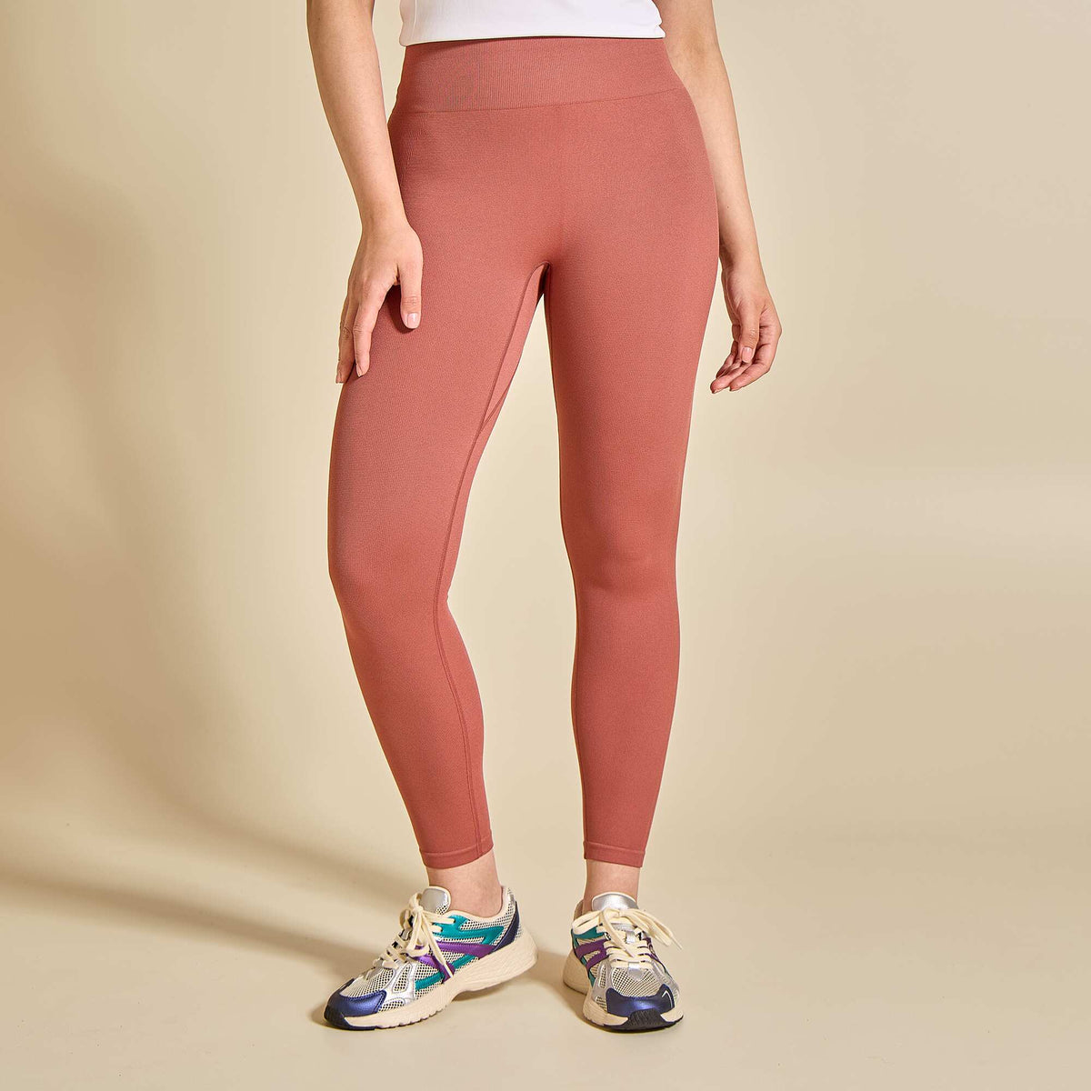 Legging de sport en rib MARRON