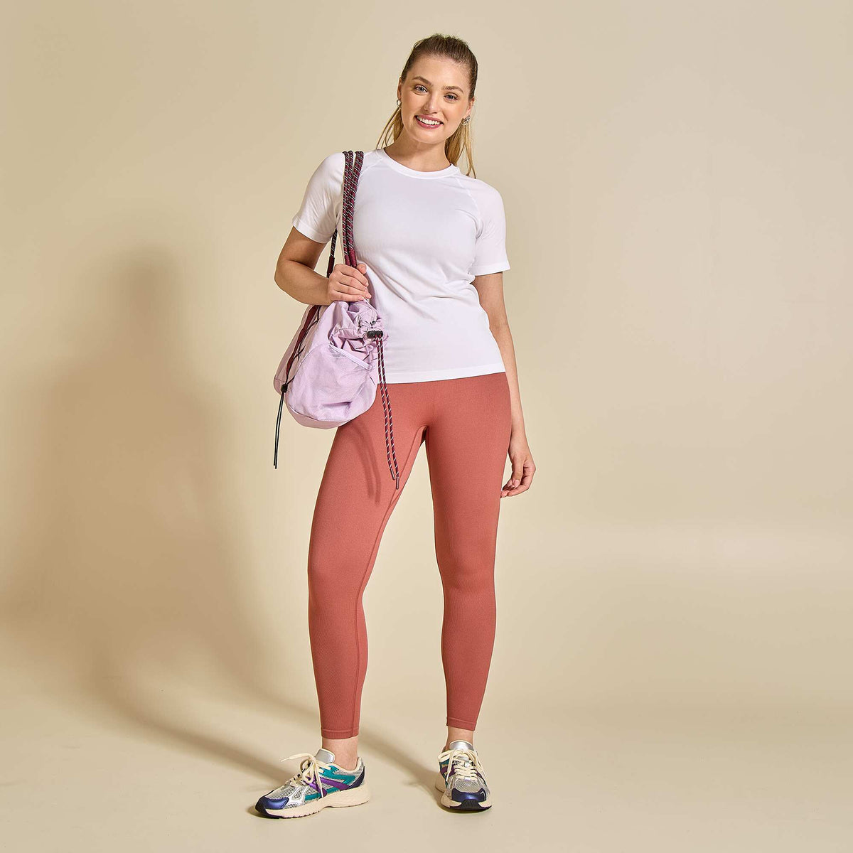 Legging de sport en rib MARRON
