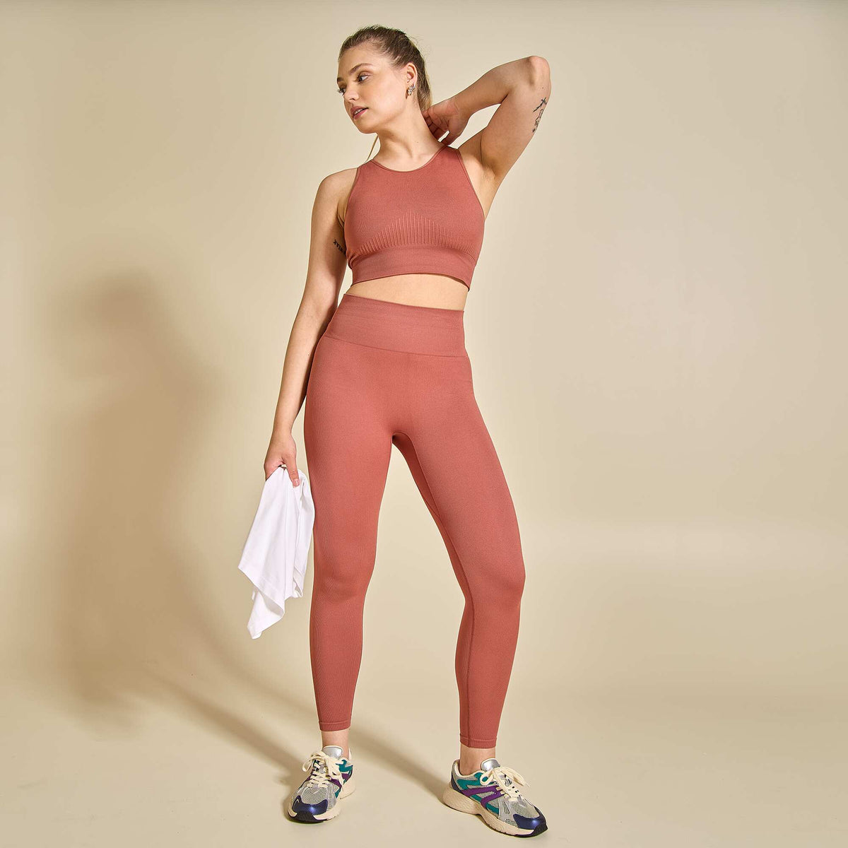 Brassière de sport sans coutures MARRON