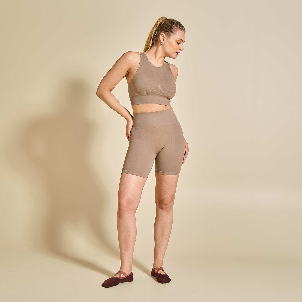 Brassière de sport sans coutures BEIGE