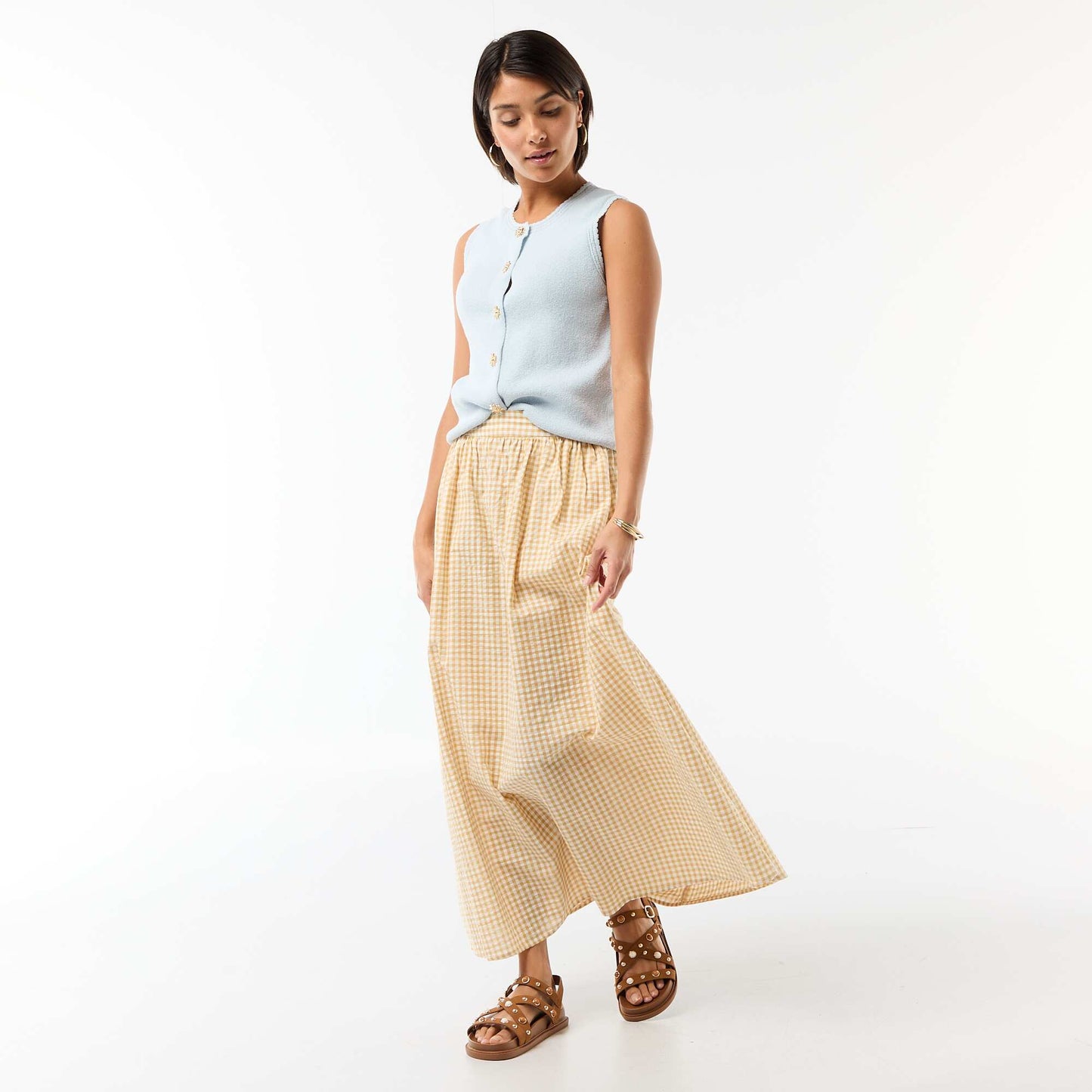 Top sans manches avec boutons dorés BLEU