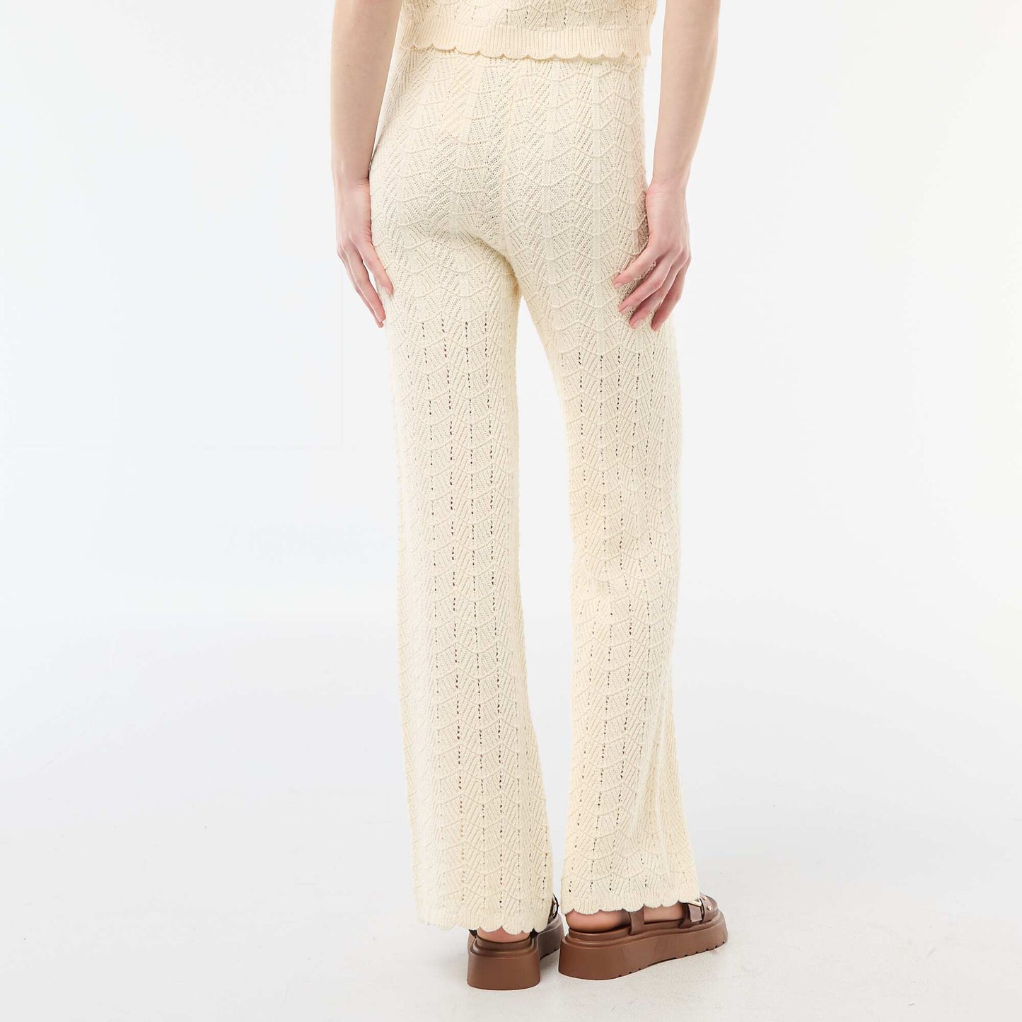 Pantalon large en crochet BEIGE