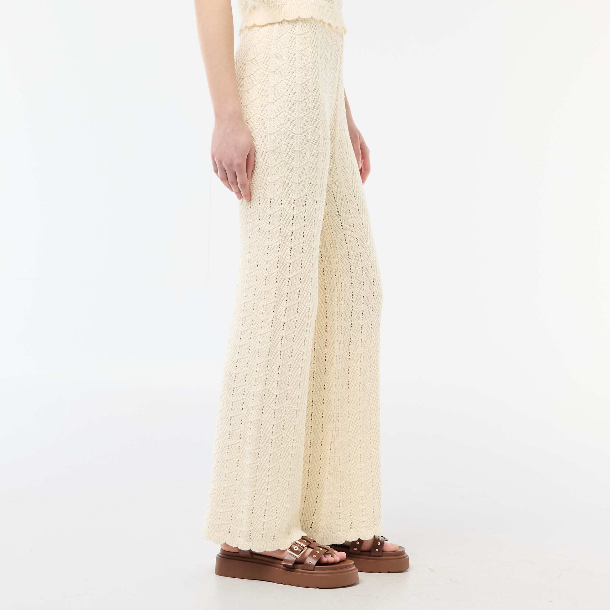 Pantalon large en crochet BEIGE