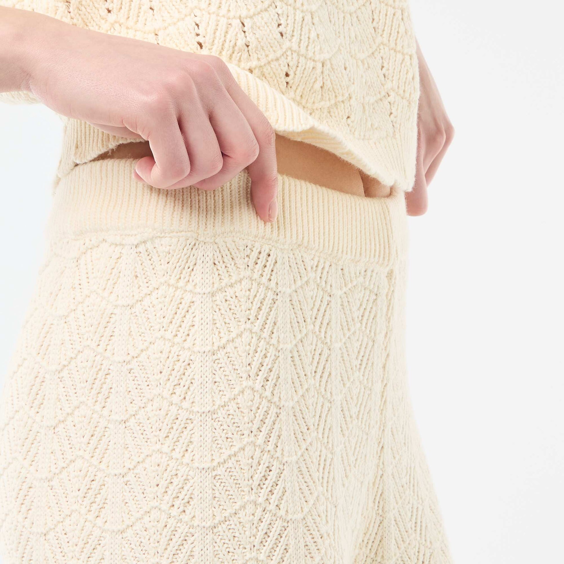 Pantalon large en crochet BEIGE
