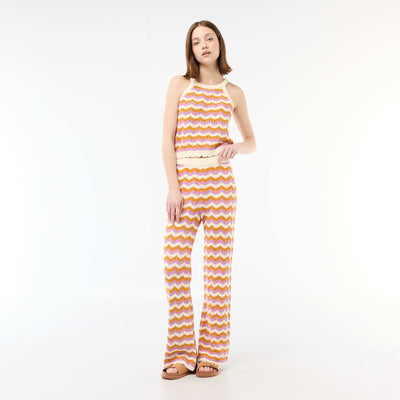 Pantalon large en crochet tricolore VIOLET