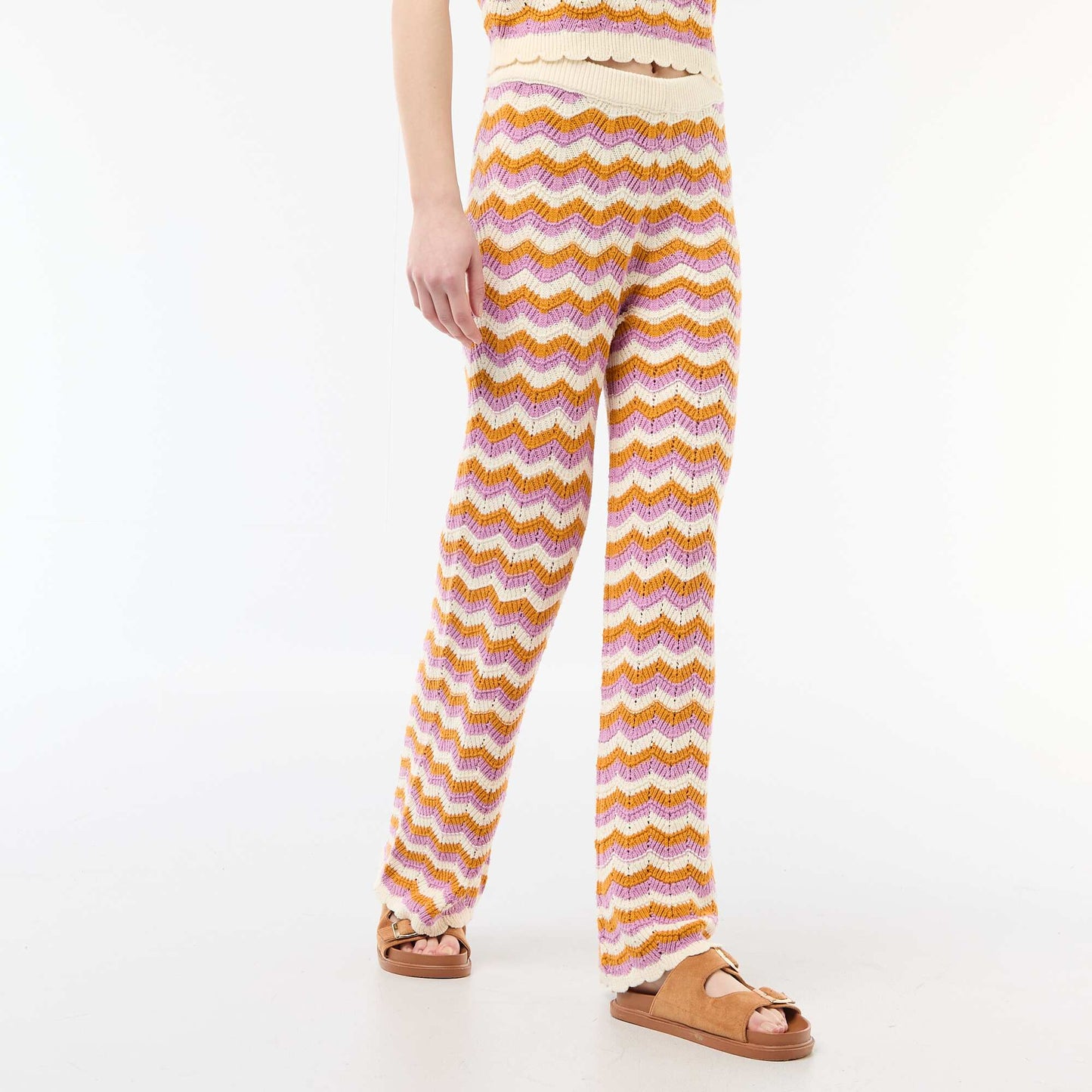 Pantalon large en crochet tricolore VIOLET