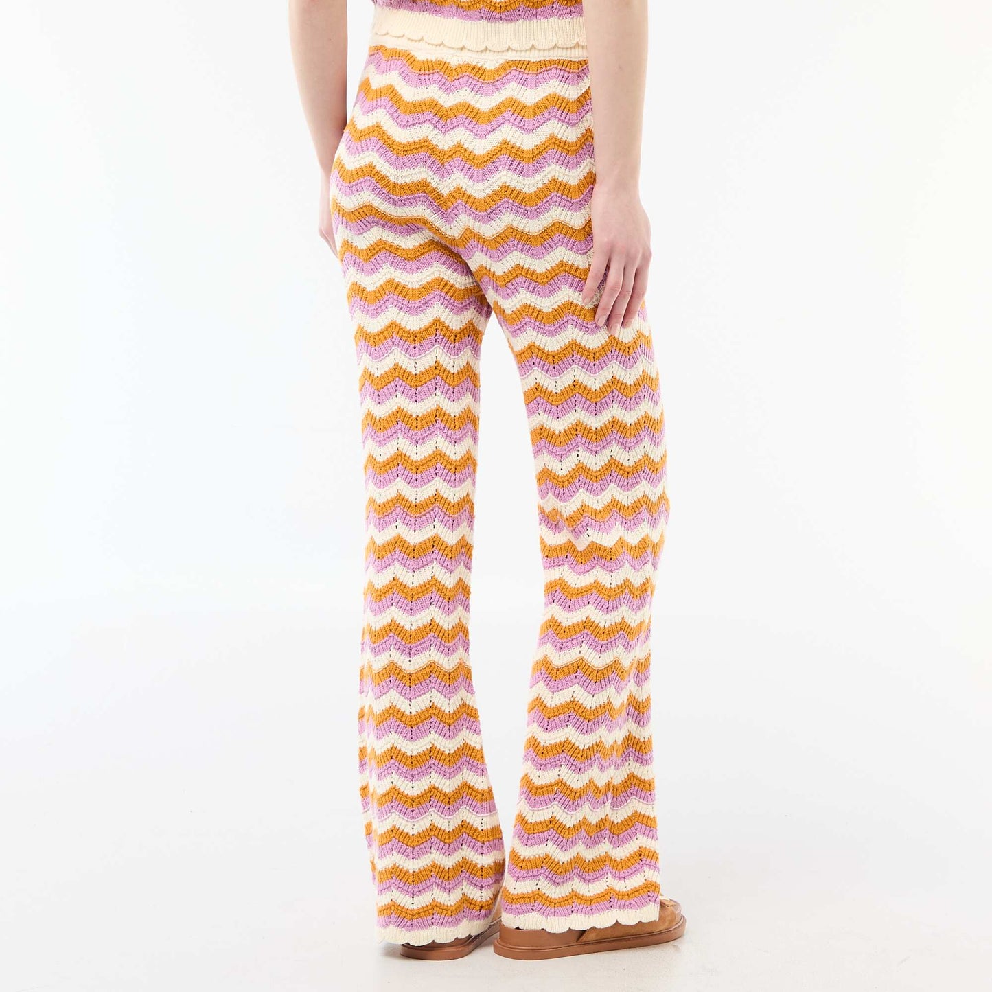 Pantalon large en crochet tricolore VIOLET