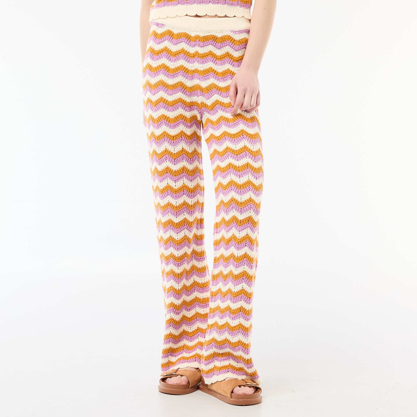 Pantalon large en crochet tricolore VIOLET