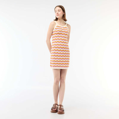 Robe en crochet tricolore BEIGE