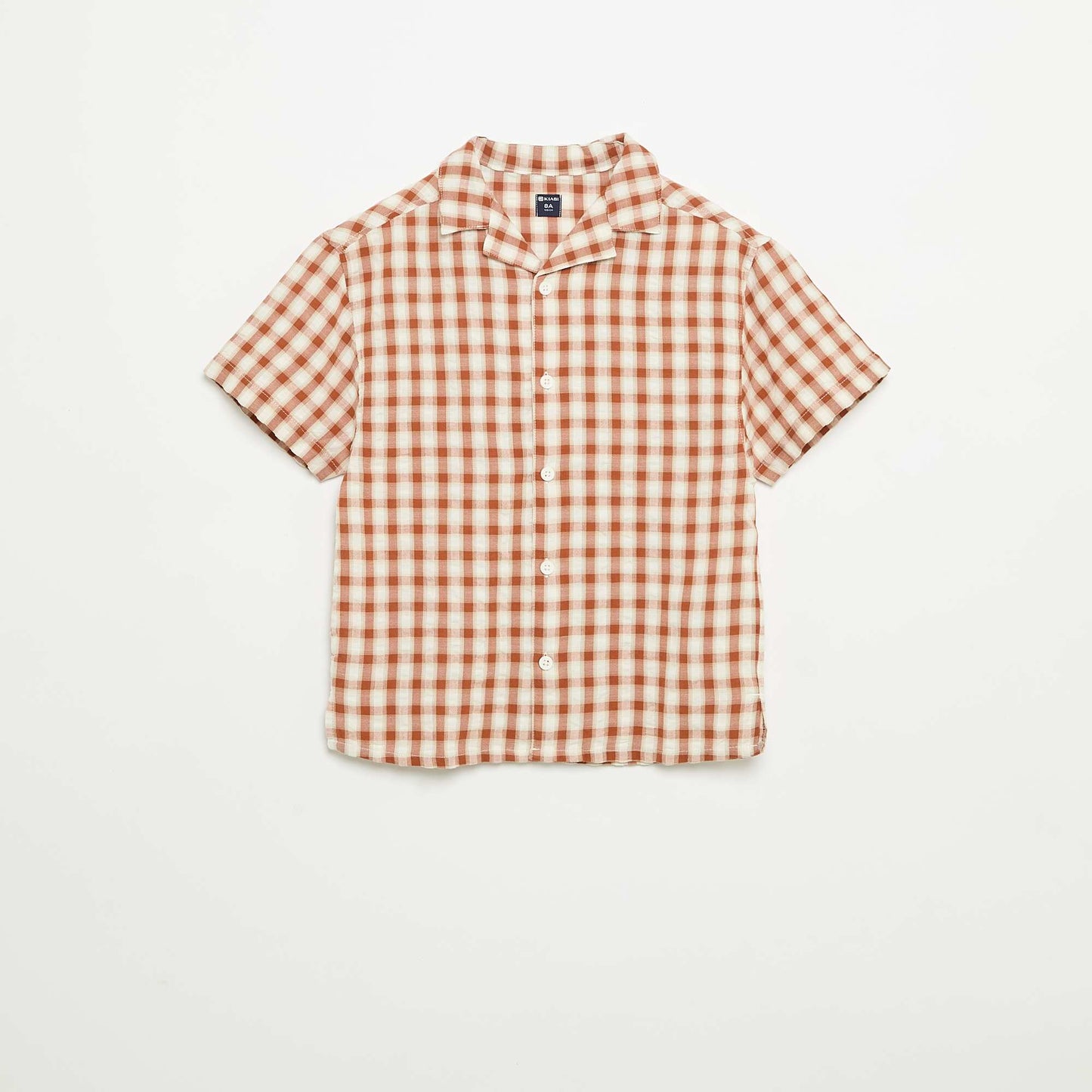 Chemise à carreaux et manches courtes MARRON