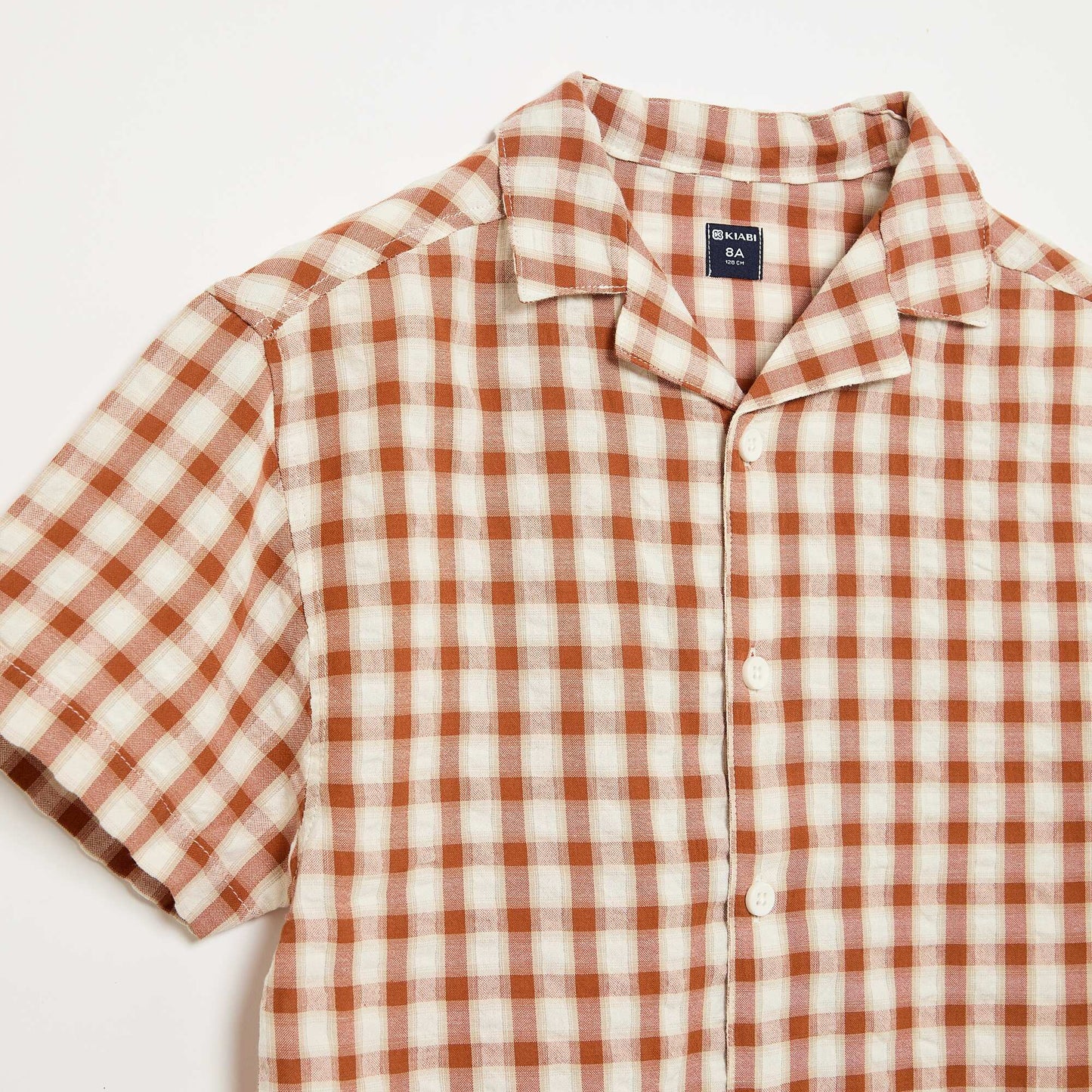 Chemise à carreaux et manches courtes MARRON