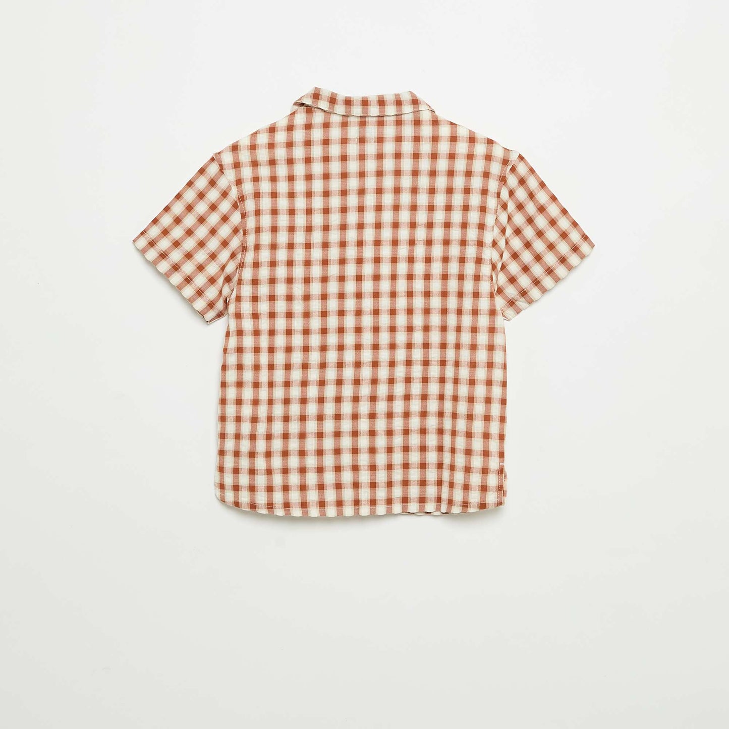 Chemise à carreaux et manches courtes MARRON