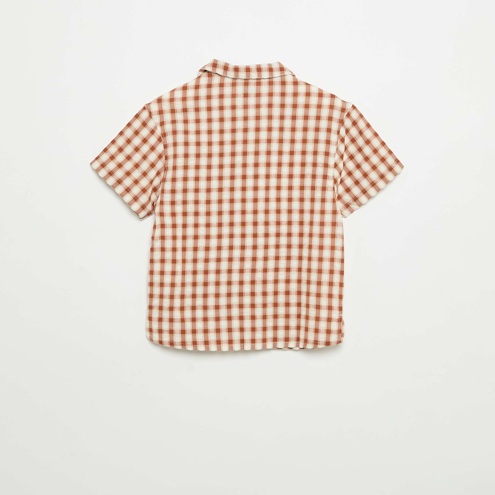 Chemise à carreaux et manches courtes MARRON