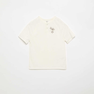 T-shirt brodé à manches courtes BLANC