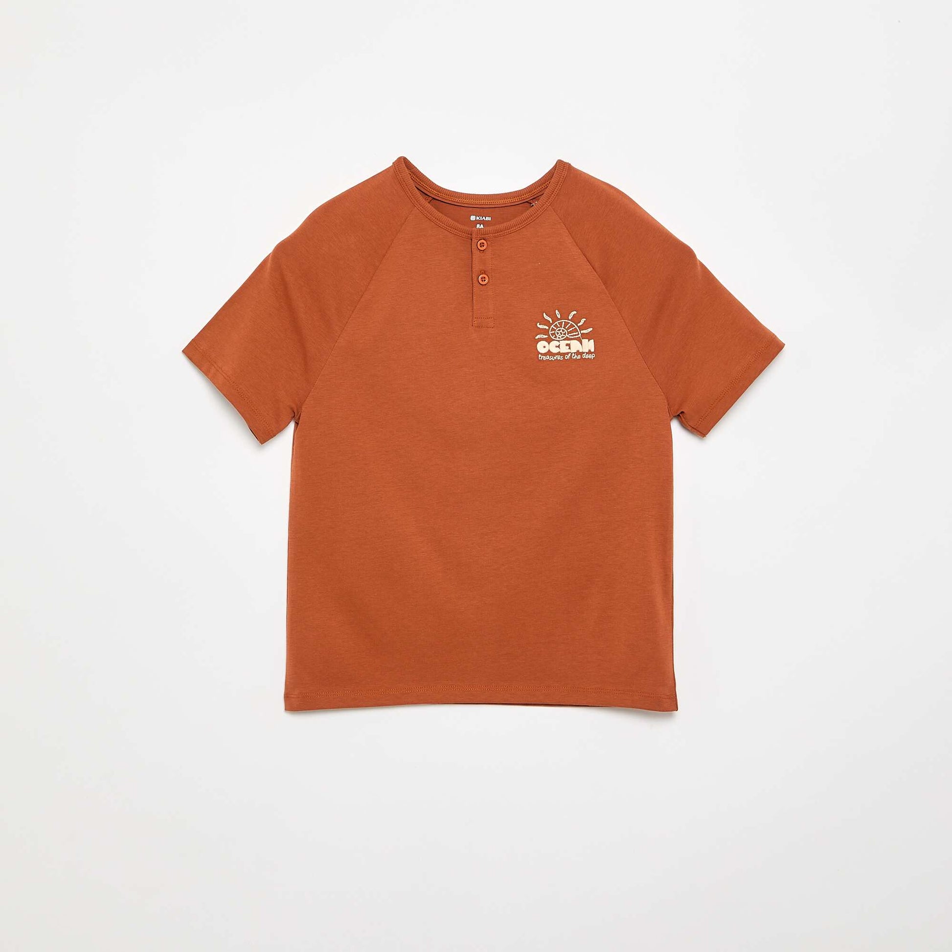 T-shirt brodé à manches courtes MARRON