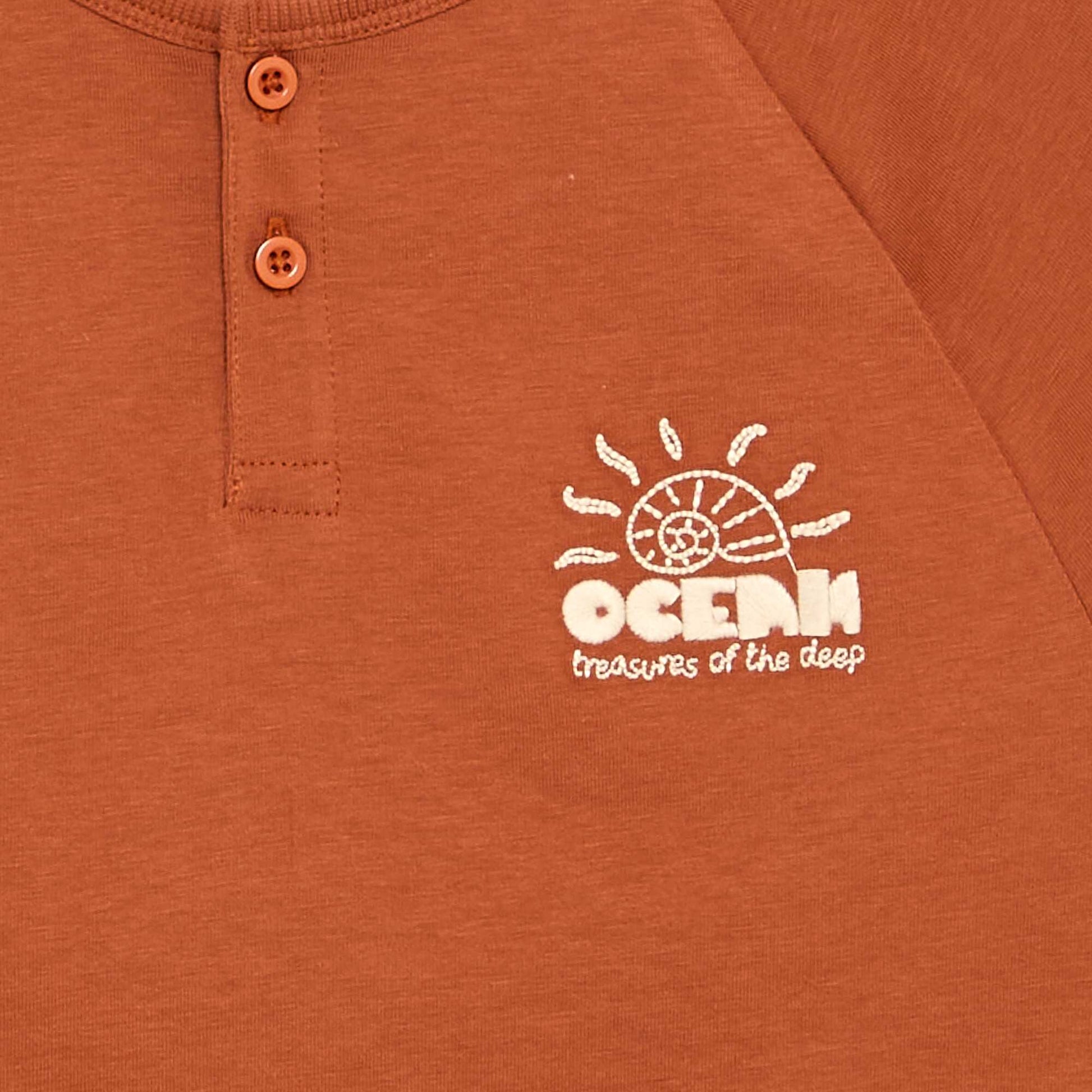 T-shirt brodé à manches courtes MARRON