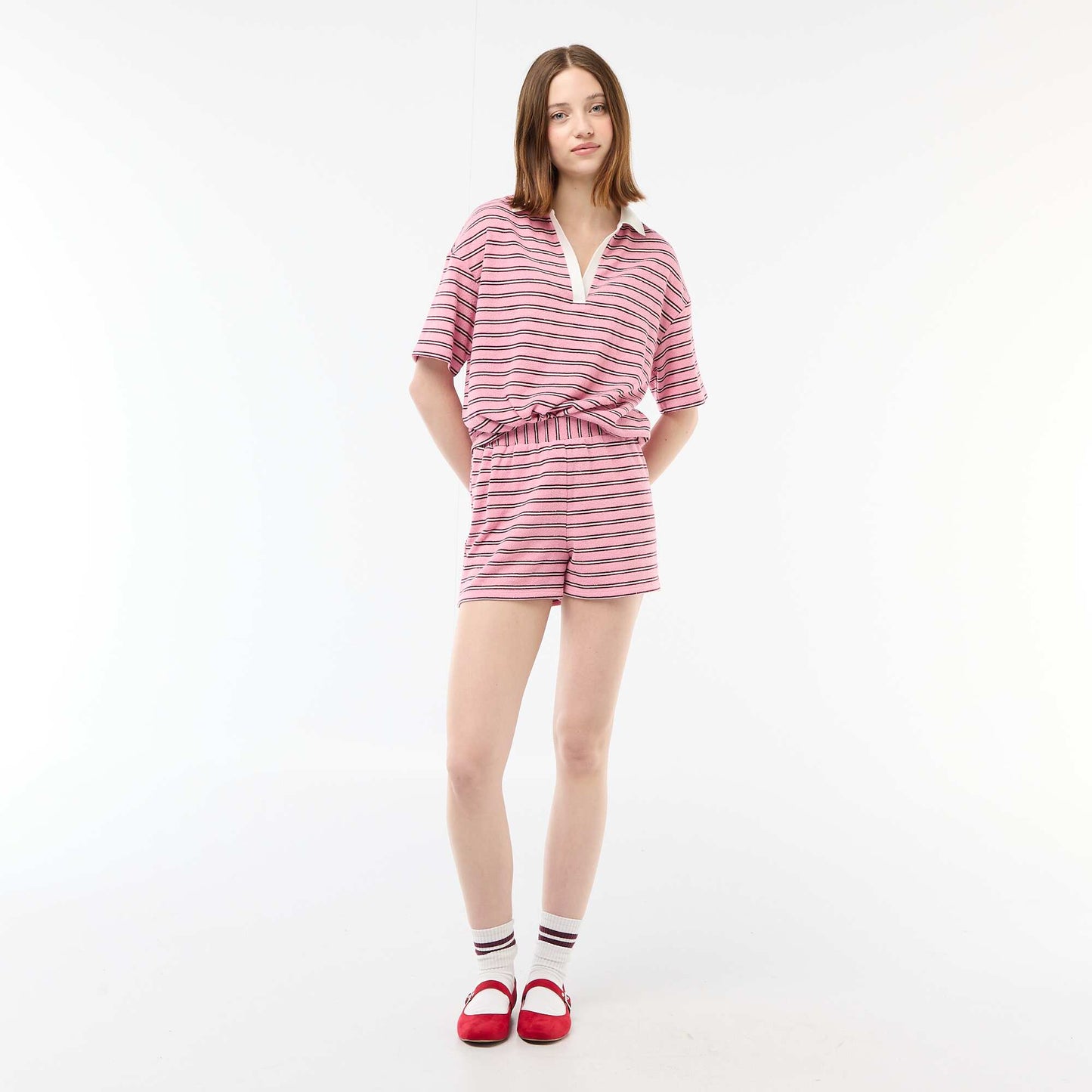 Tee-shirt polo large en éponge ROSE