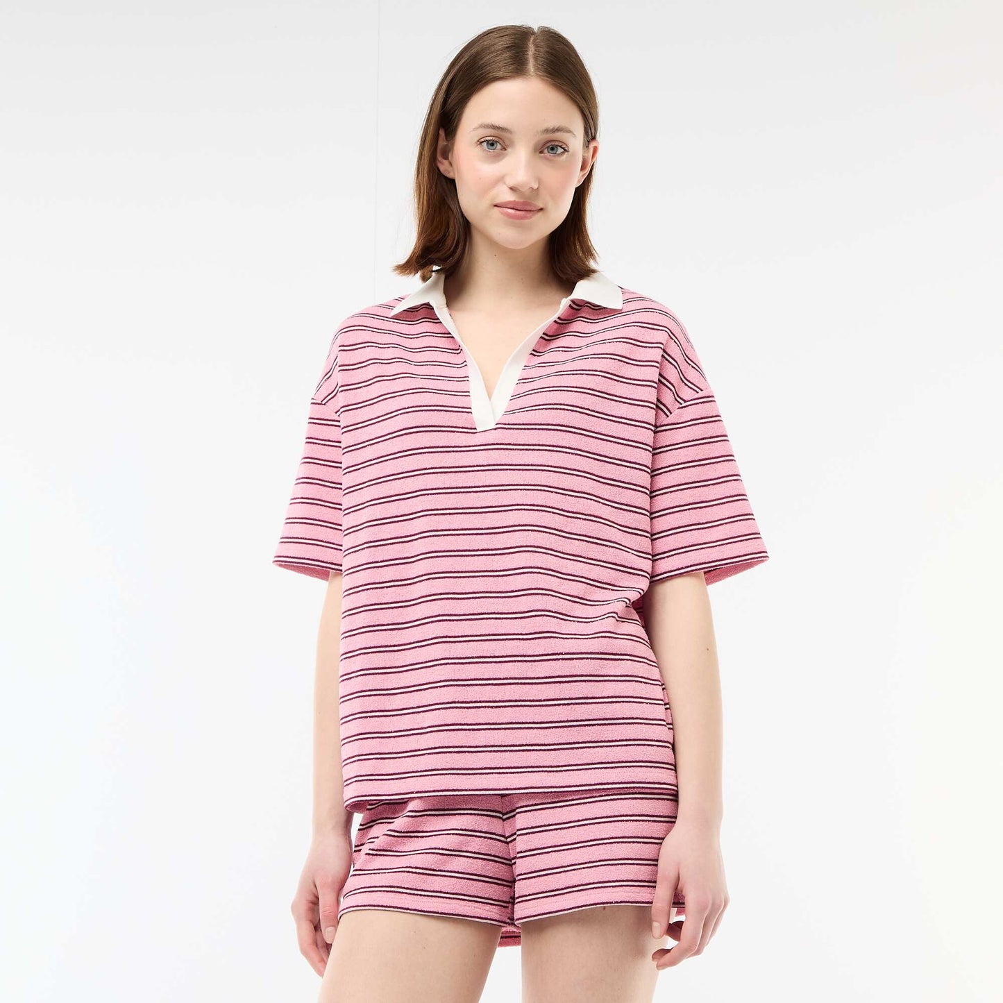 Tee-shirt polo large en éponge ROSE