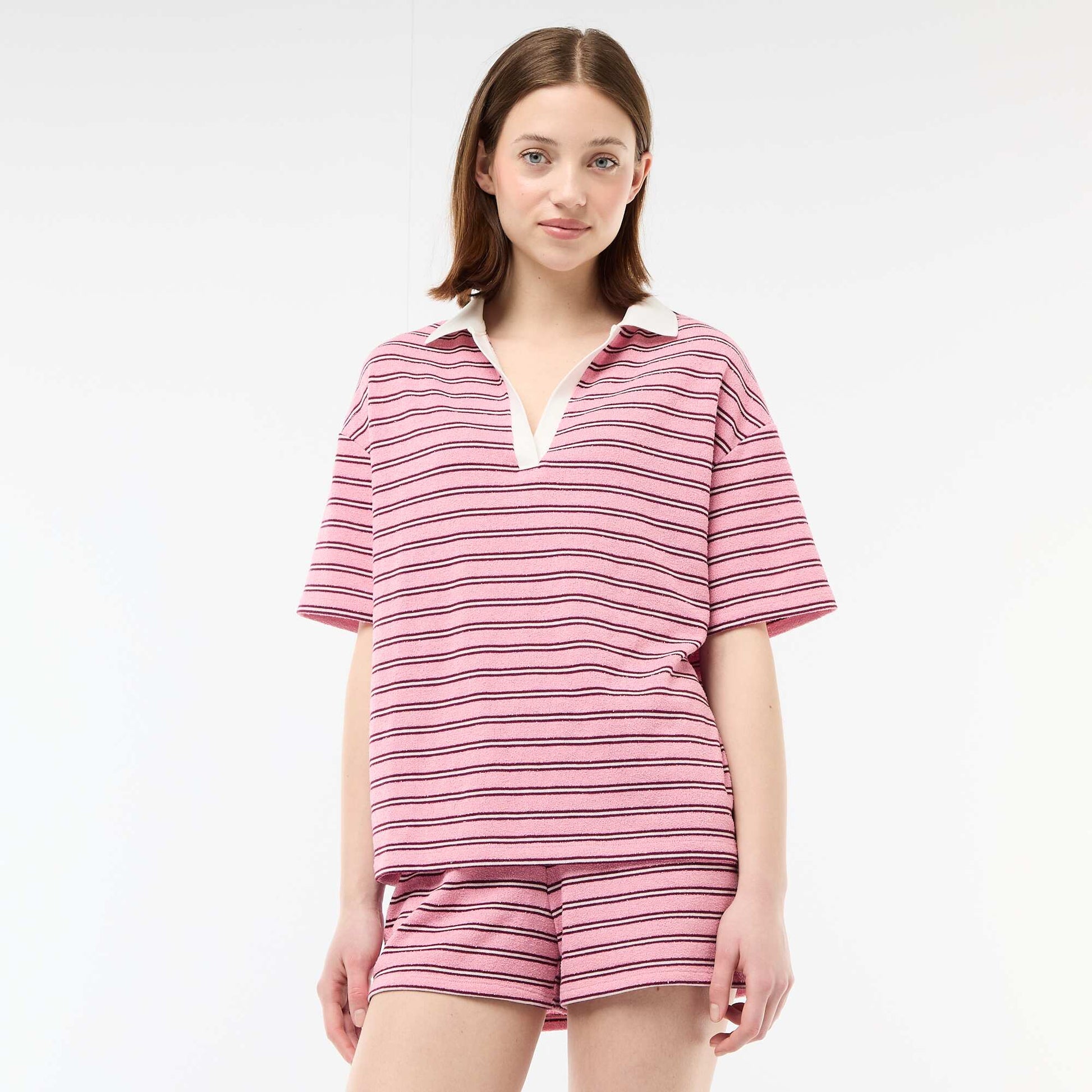 Tee-shirt polo large en éponge ROSE