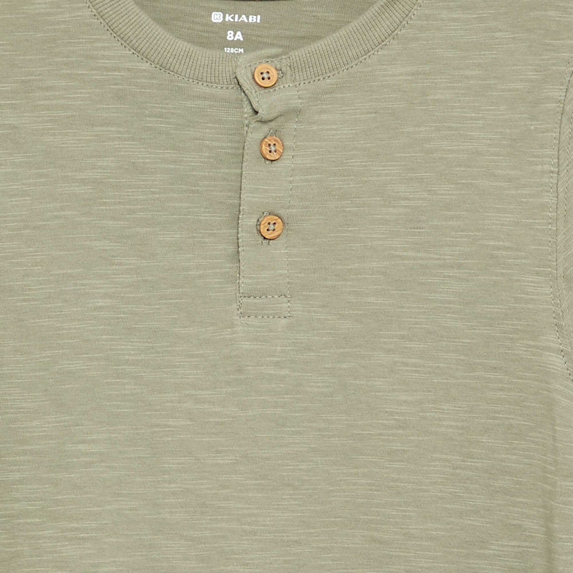 Tee-shirt basique col tunisien VERT