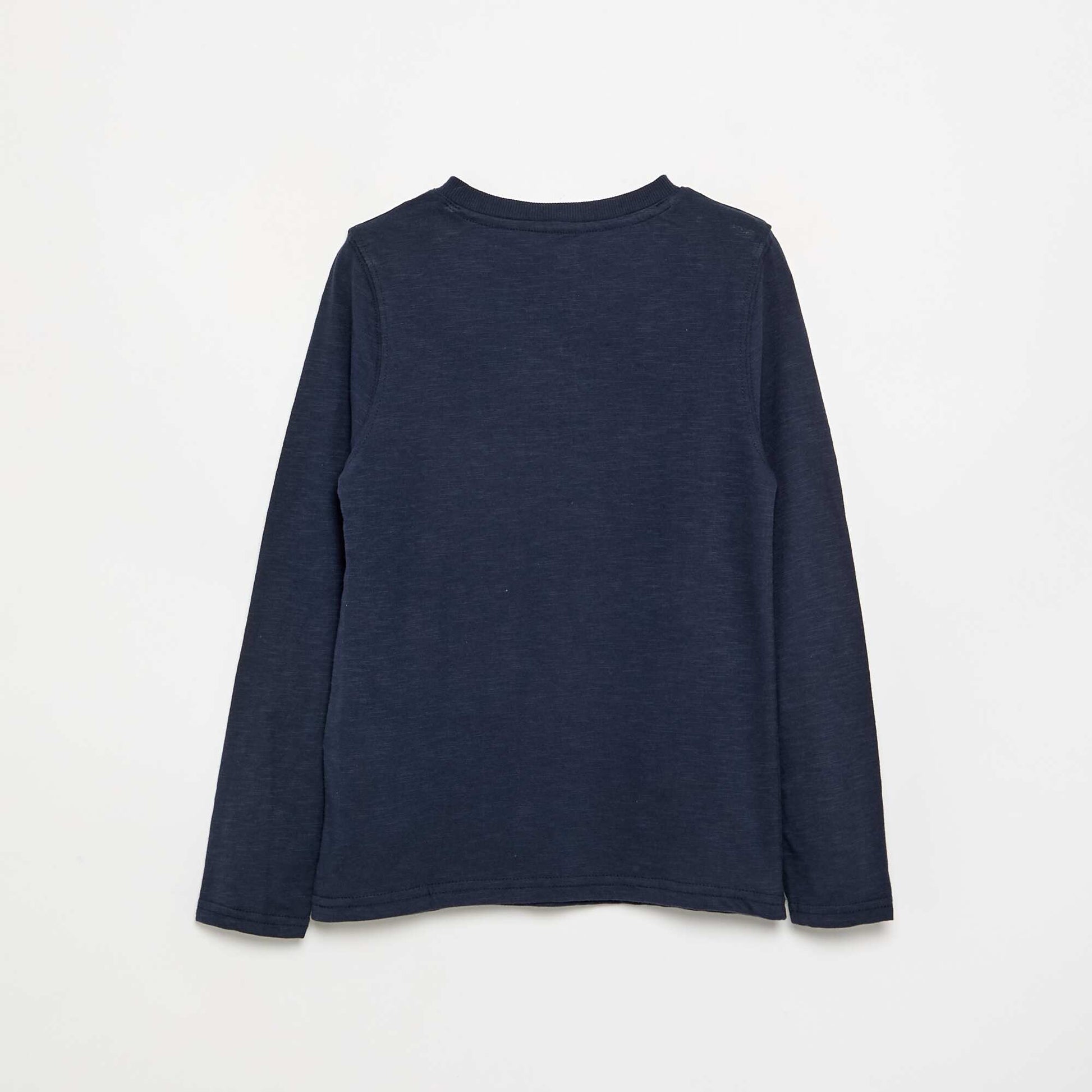 Tee-shirt basique col tunisien BLEU