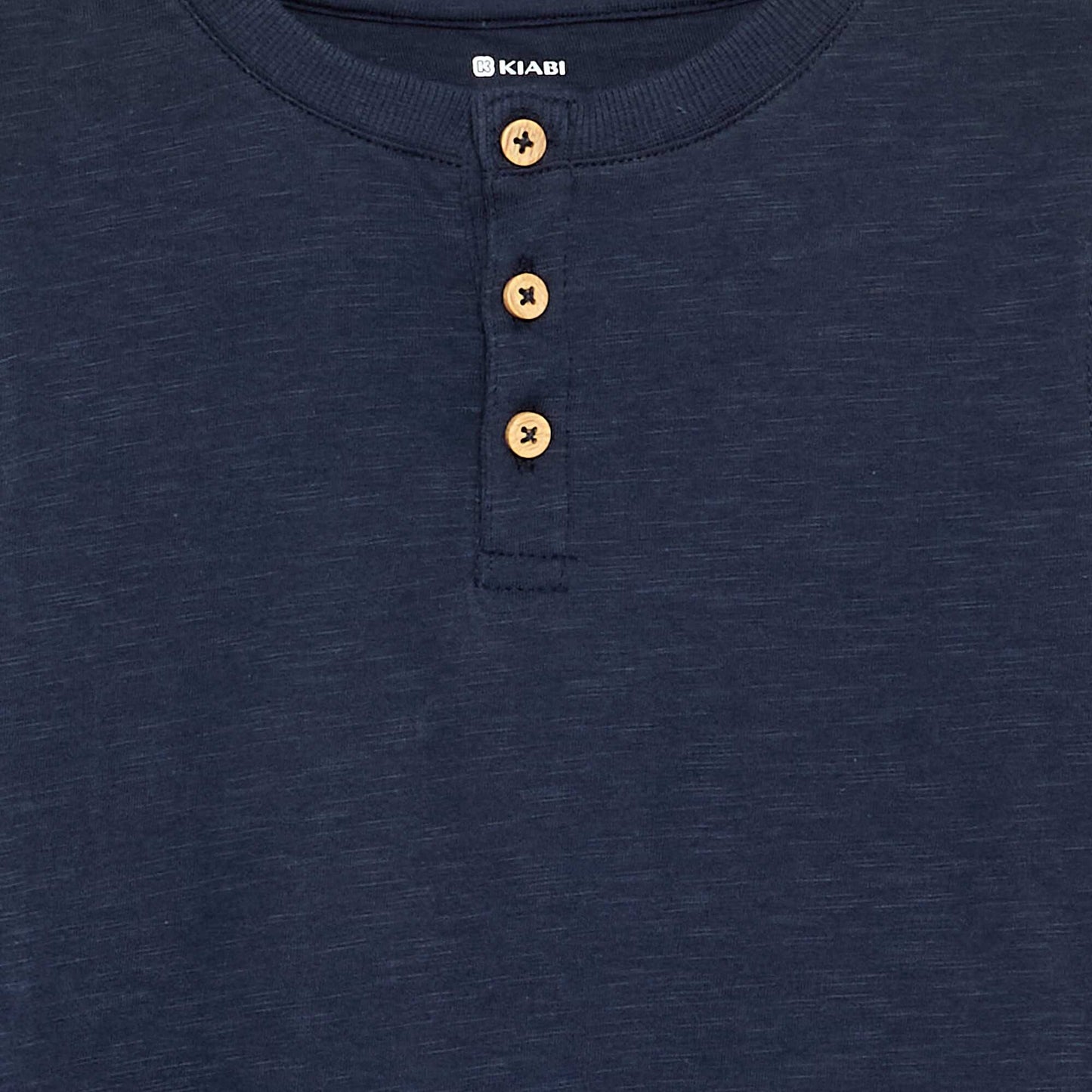 Tee-shirt basique col tunisien BLEU