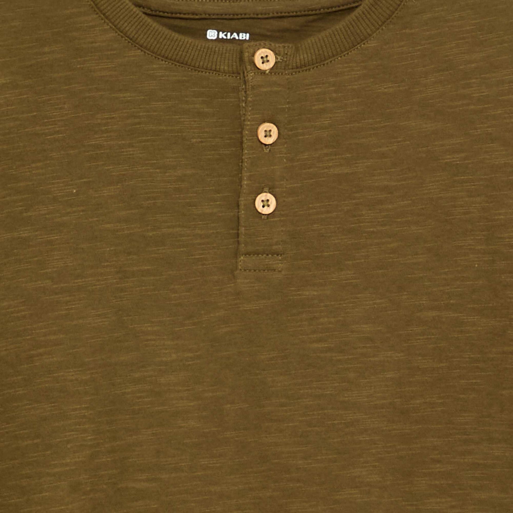 Tee-shirt basique col tunisien VERT